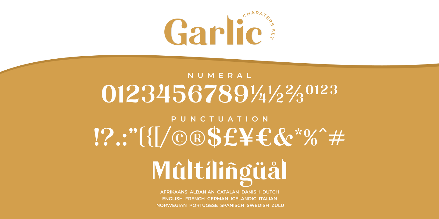 Przykład czcionki Garlic Outline Italic